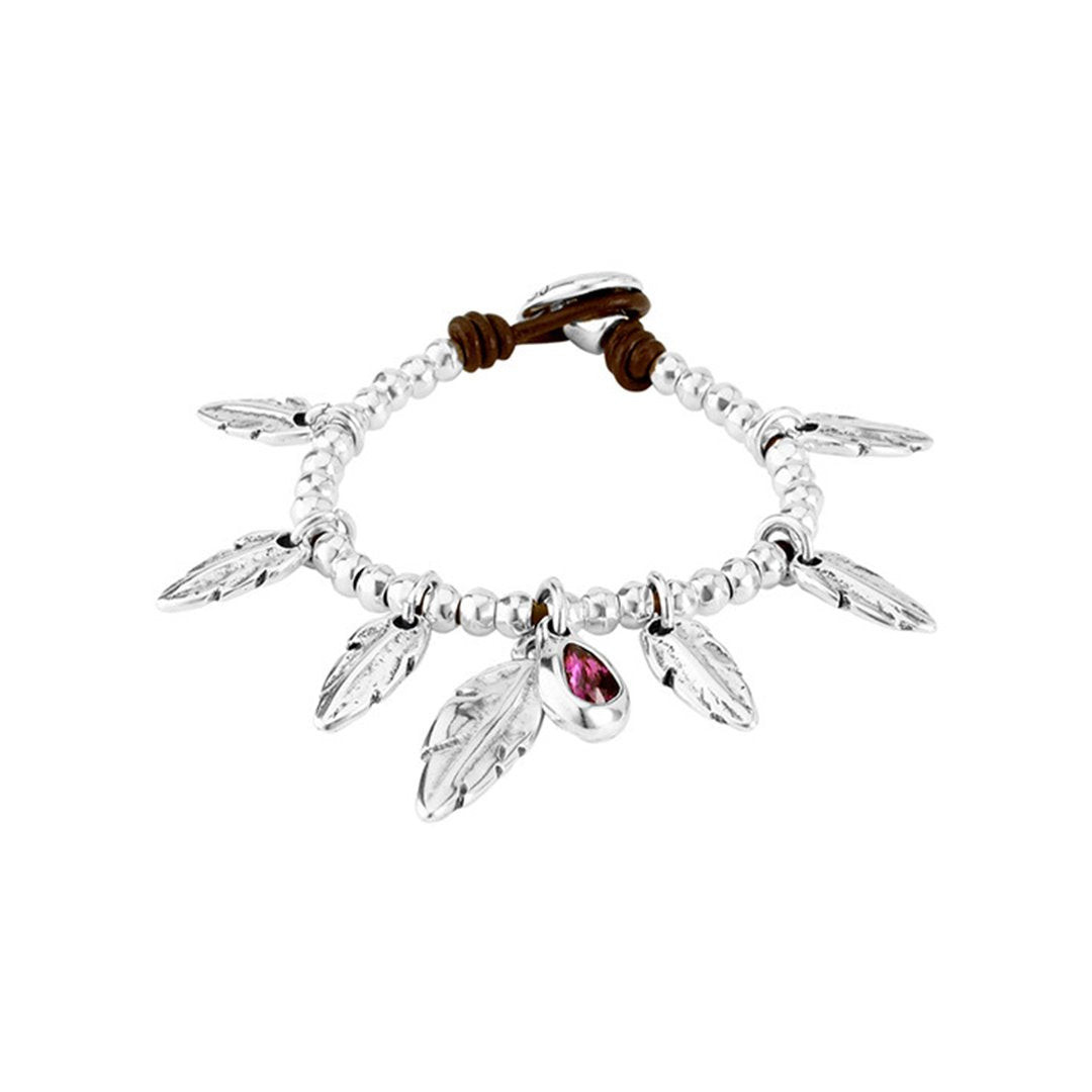 Unode50 Bracciale Donna Pavonearse in Cuoio e Cristalli
