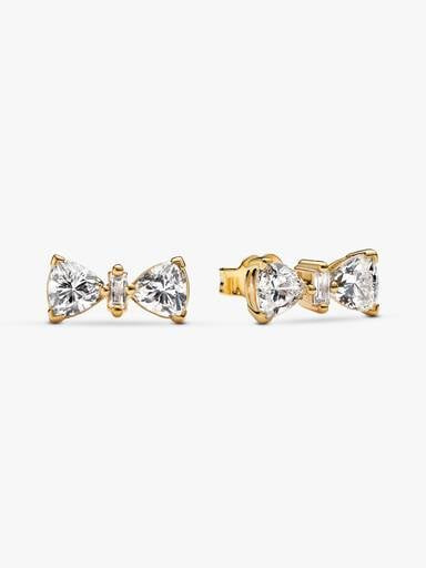 Pandora | Orecchini | Fiocco Luminoso Piccolo | Effetto oro | Pietre brillanti