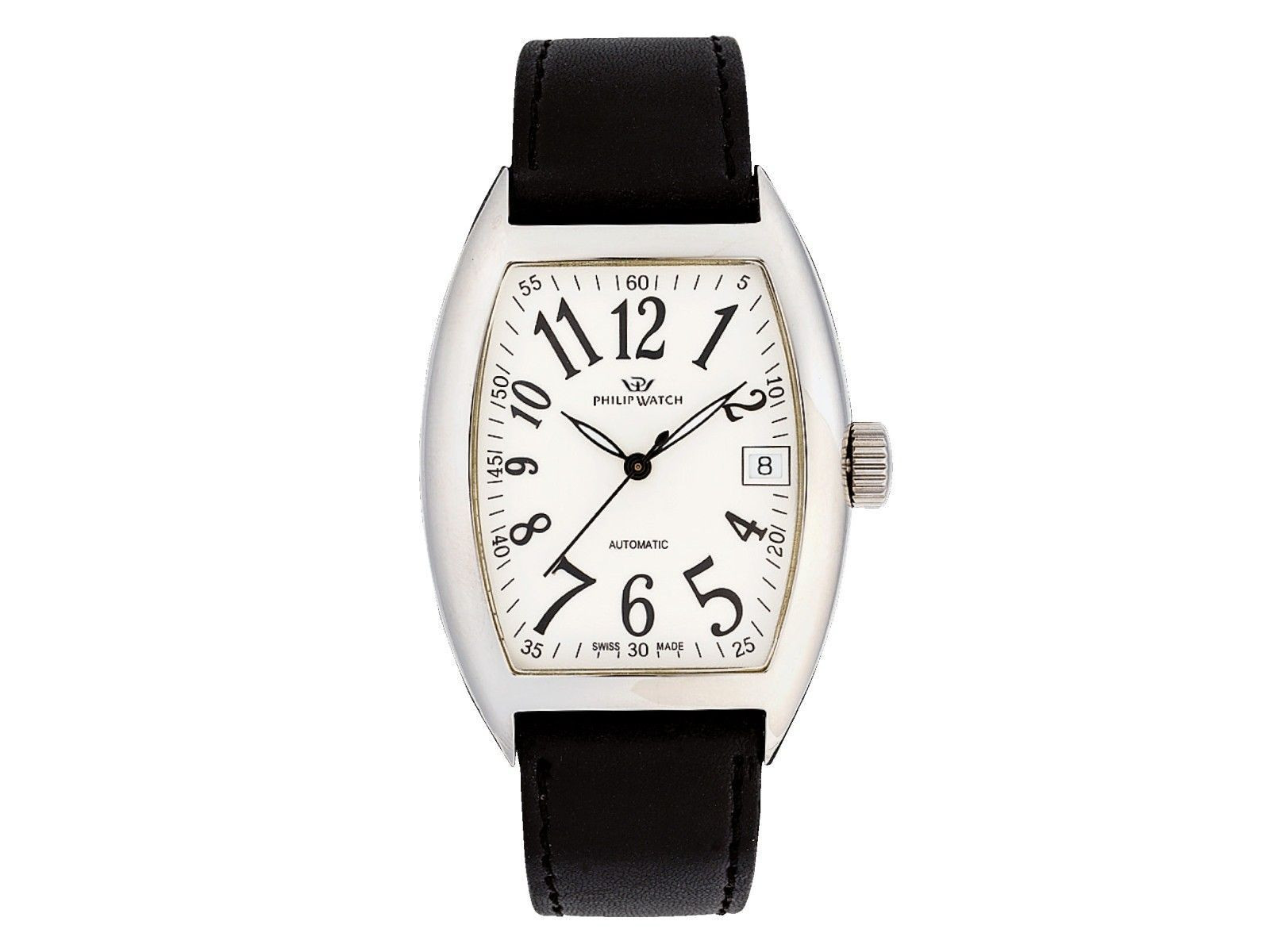 Philip Watch Orologio Uomo Panama 3H con Quadrante Chiaro e Cinturino in Pelle