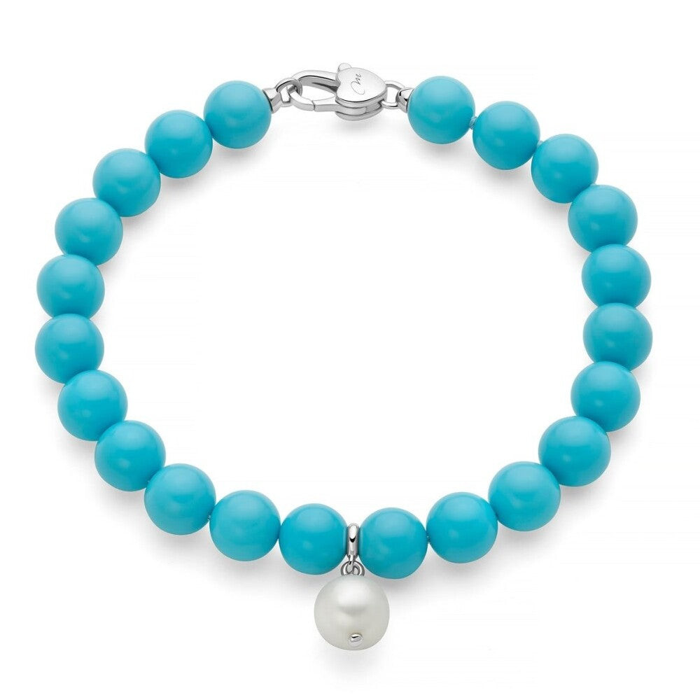 Bracciale Miluna Terra e Mare in Argento 925 con Aulite Turchese e Perla