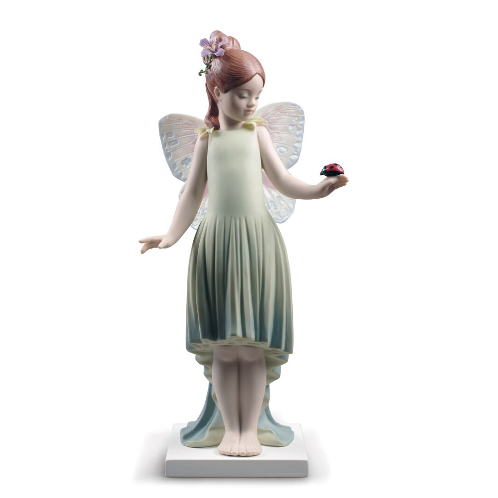 Lladrò Statuetta Giovane Fata con Coccinella | Porcellana Finissima | 25 cm