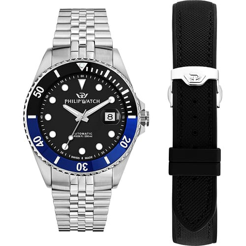 Philip Watch | Orologio Uomo | Caribe Diving Nero e Blu in Acciaio | Automatico
