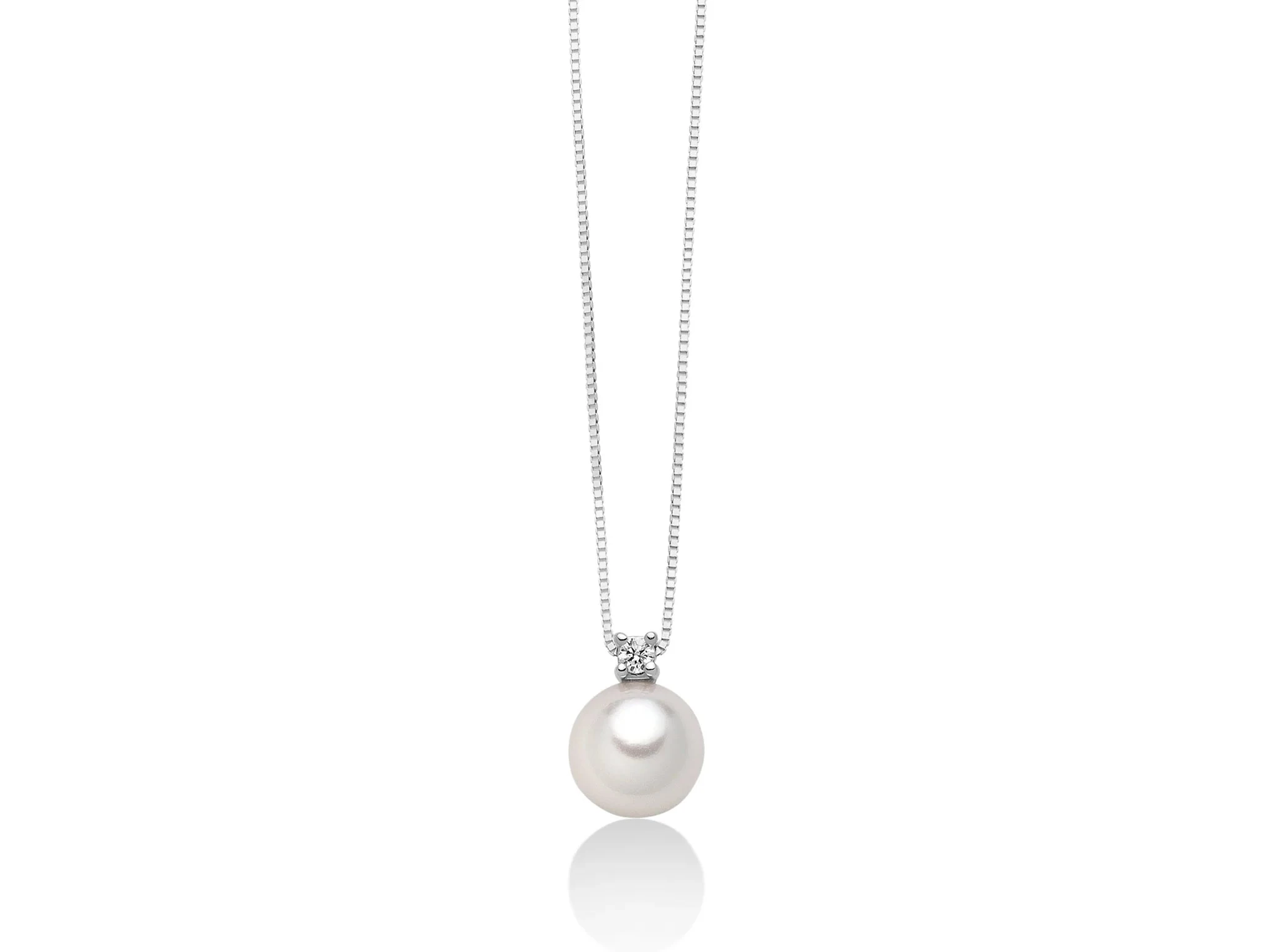 Miluna Collana con Perla 7-7,5 e Diamante in Oro 18kt
