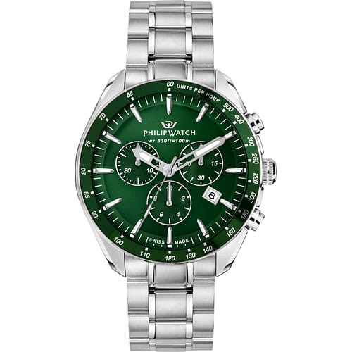 Philip Watch Orologio Uomo Blaze Cronografo con Quadrante Verde e Bracciale in