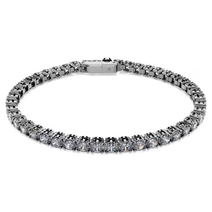 Swarovski Bracciale Uomo Tennis Grigio | Placcato Rutenio | Zirconi Grigio