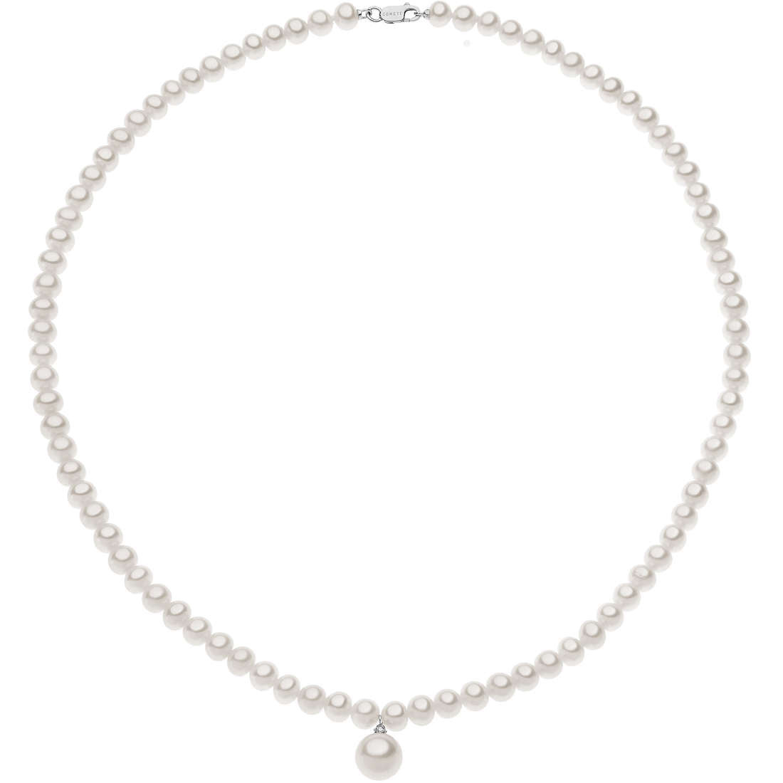 Comete Collana Donna Perle e Diamante | Oro Bianco 750‰ | Diamante G-Si