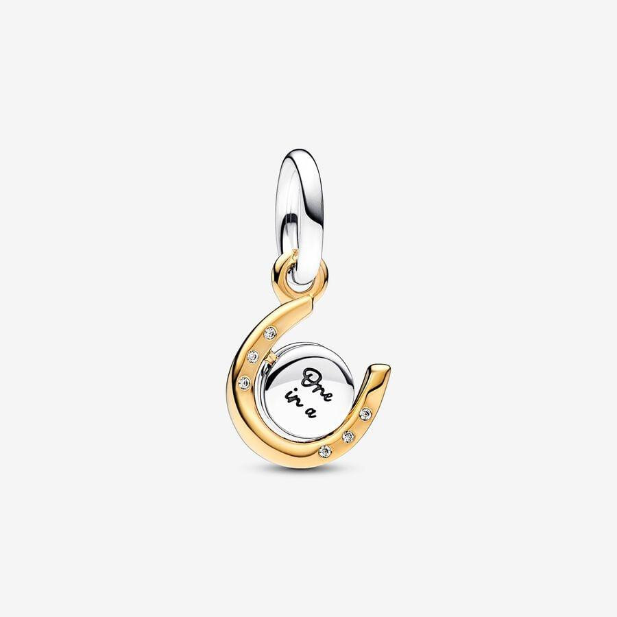 Pandora | Charm | Ferro di Cavallo girevole | Argento e Oro 14K | Pietre