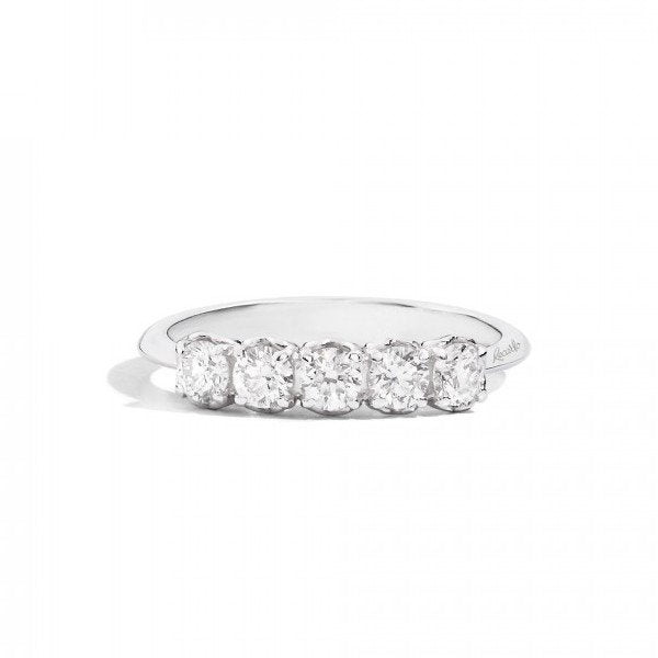 Recarlo | Anello Fedina Donna | 0,90 Ct Diamanti | Oro Bianco 18 Kt | 5 Diamanti