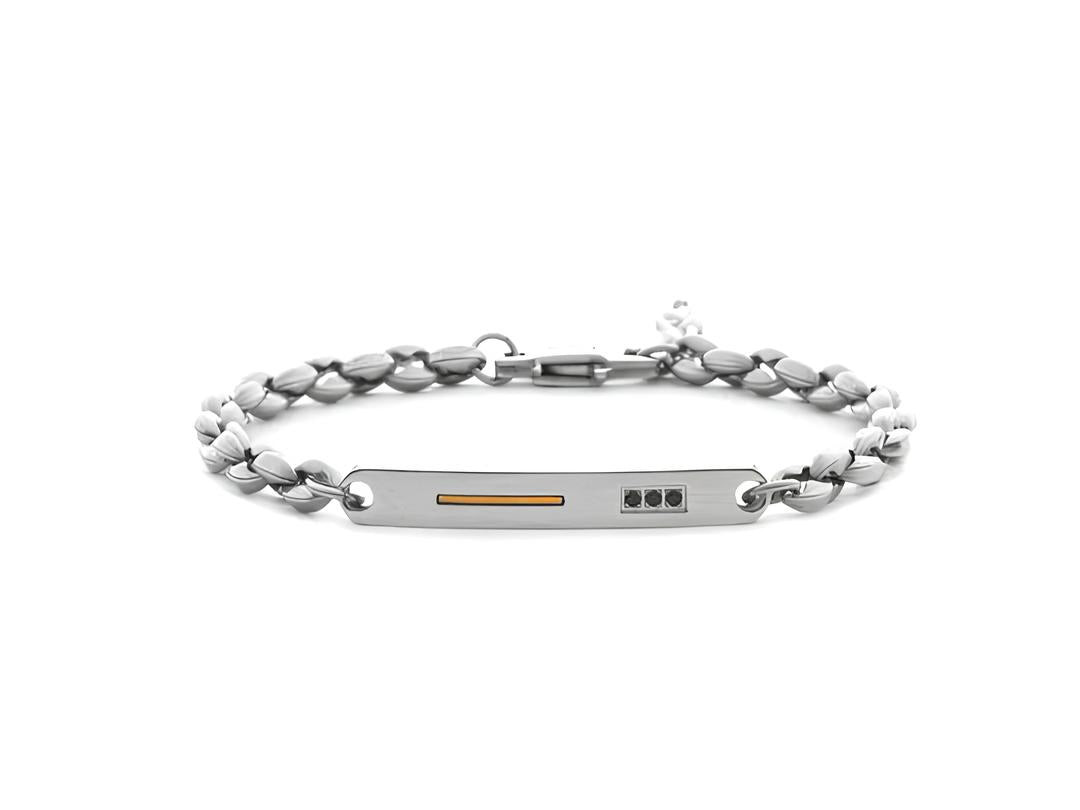 Paciotti 4US Bracciale Uomo Targa con Maglia Intrecciata