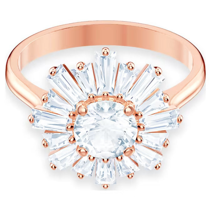 Swarovski Anello Donna Sunshine Raggiante Zirconia | Placcato Oro Rosa | Bianco