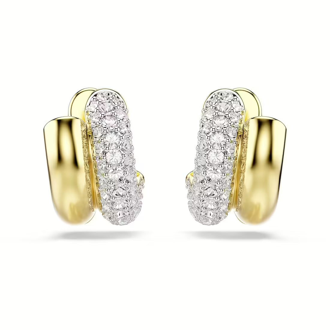 Orecchini Swarovski Dextera a mini cerchio dorati con pavé di cristalli