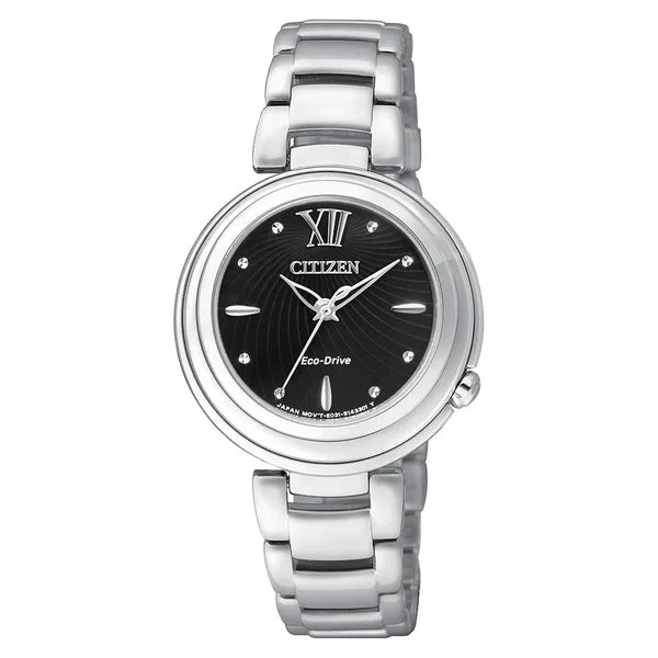 Citizen Lady EM0331-52E Orologio Donna Eco Drive Acciaio Nero