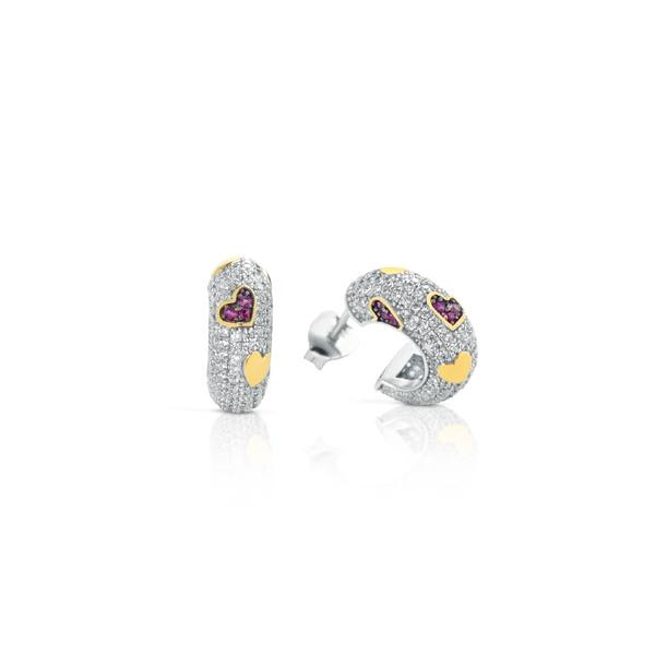 Roberto Giannotti Orecchini Donna Cuori Pavé Zirconi | Argento 925 | Rosè