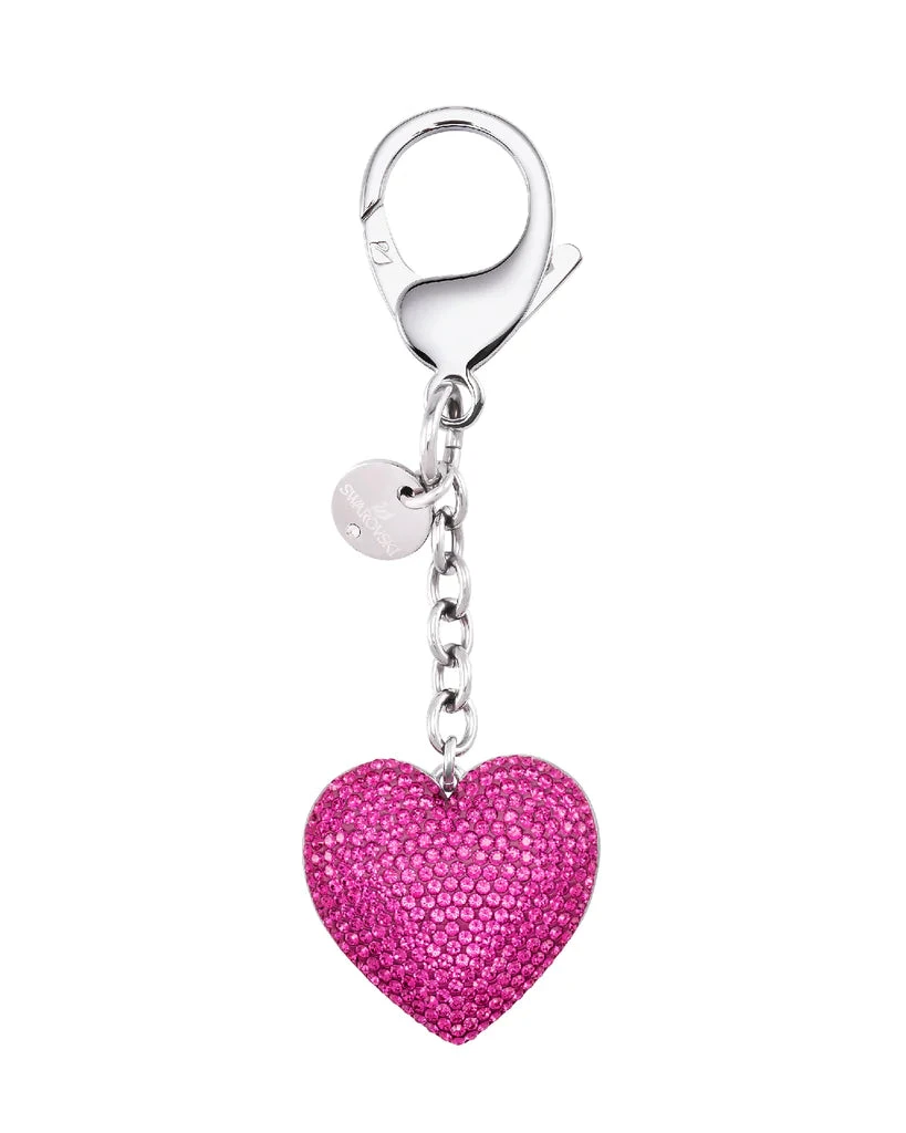 Swarovski Portachiavi Donna Ciondolo Cuore Fucsia | Acciaio 316L | Moschettone