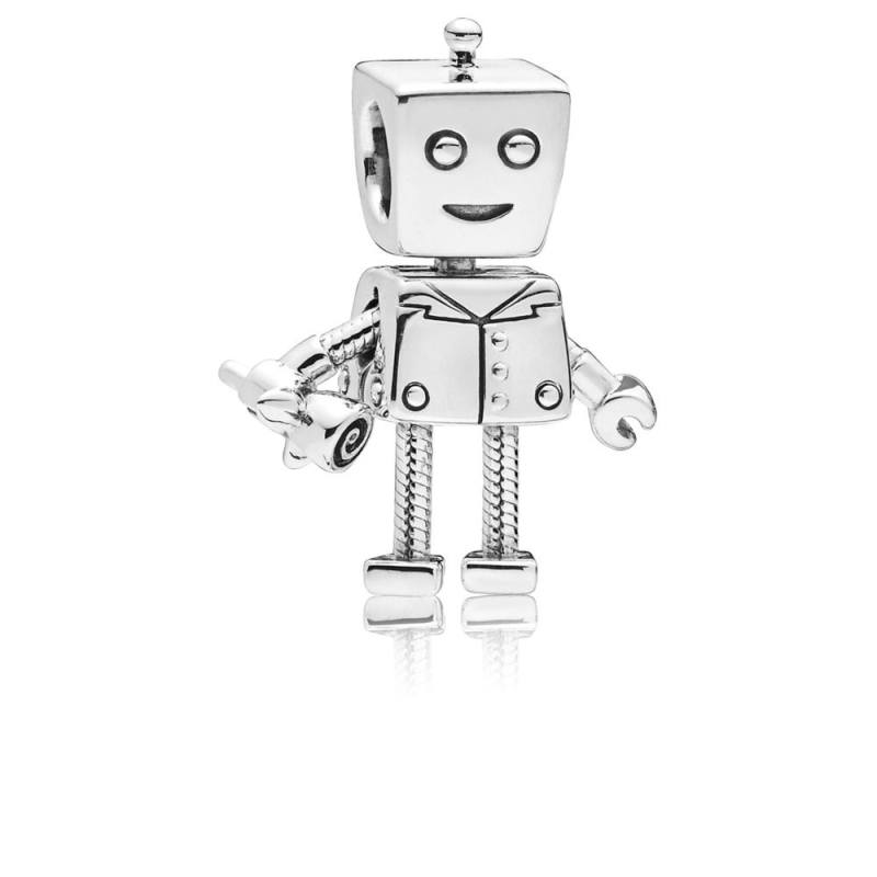 Pandora | Charm | Rob Bot con rosa | Metallo | Astuccio originale