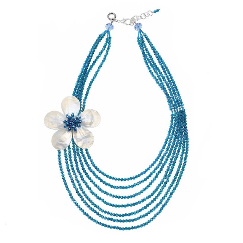 Ottaviani Collana Multifilo con Fiore in Madreperla e Cristalli