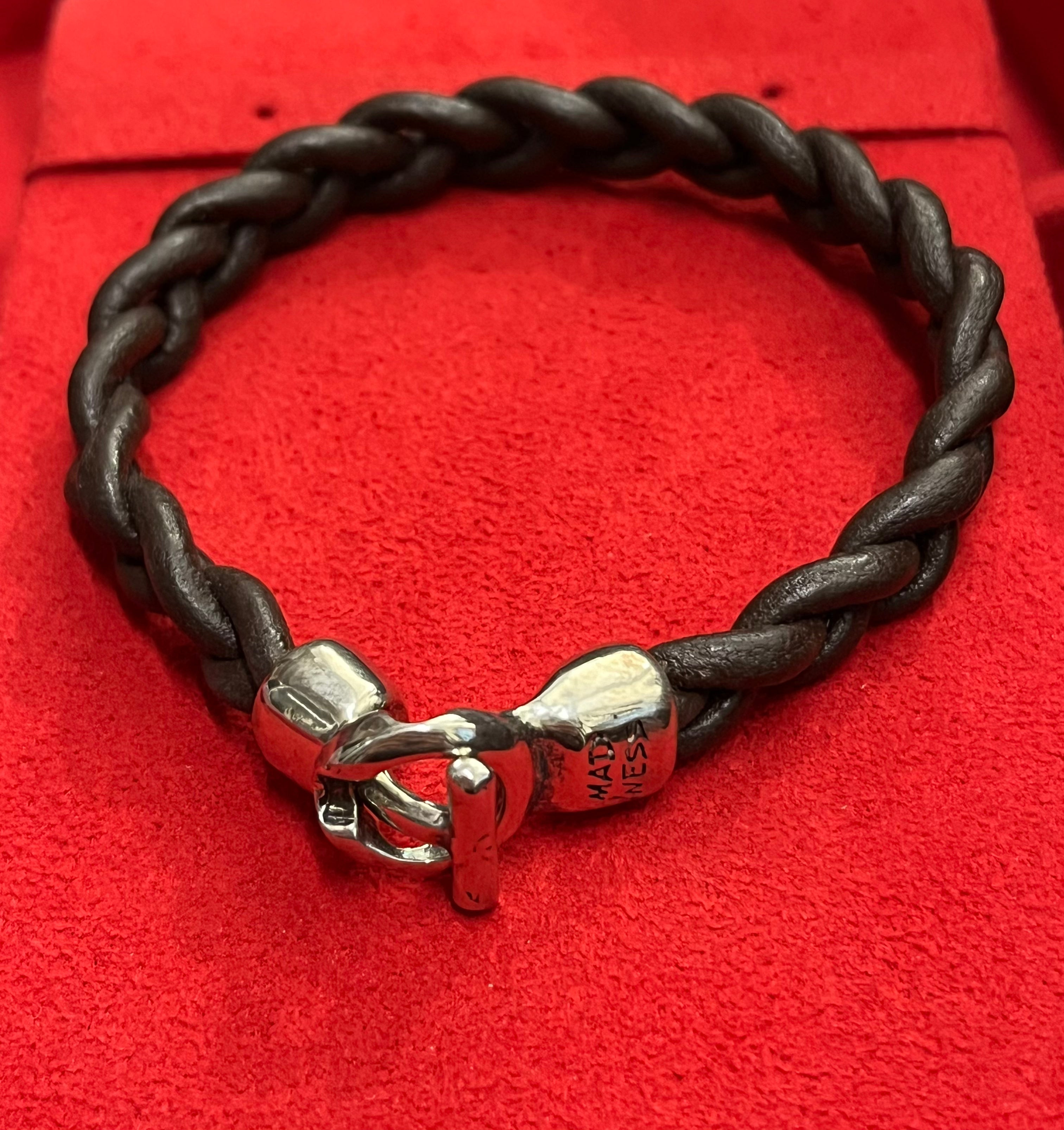 Madness Bracciale Donna Pelle Intrecciata | Pelle Marrone | Chiusura Argento