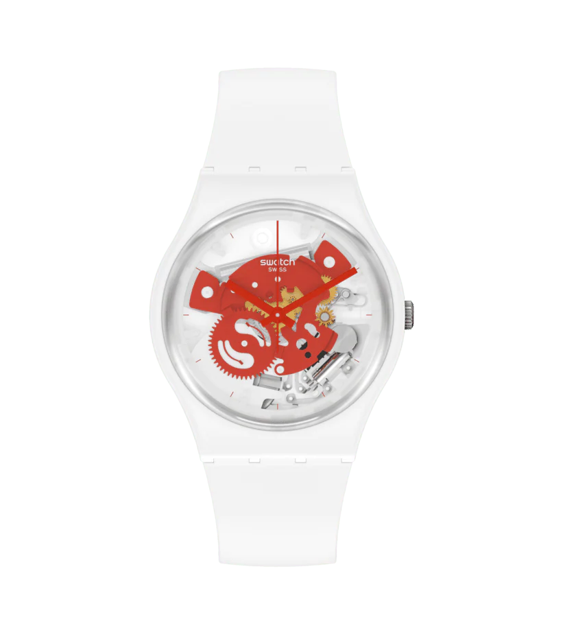 Swatch Orologio Time To Red Small | Materiale Biologico | Quadrante Rosso