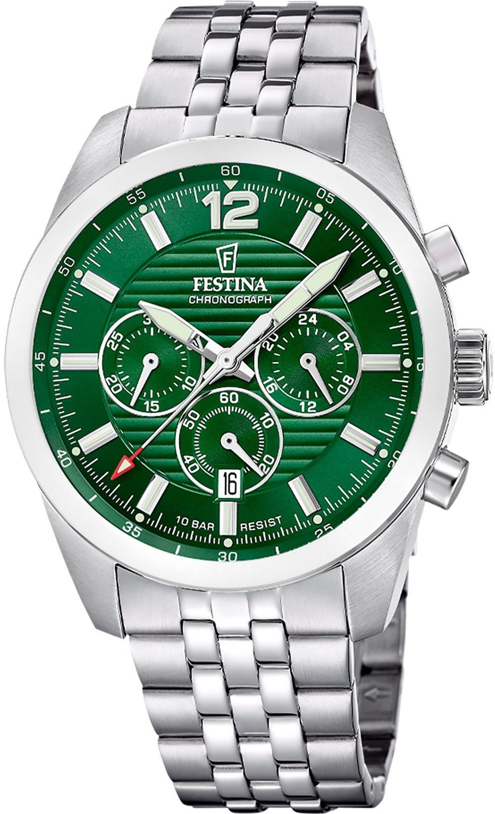 Festina Timeless Chronograph Orologio Uomo Verde Acciaio
