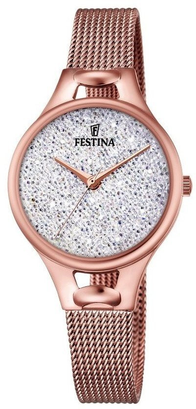 Festina Orologio Donna con Quadrante Cristalli e Bracciale Mesh Rosé