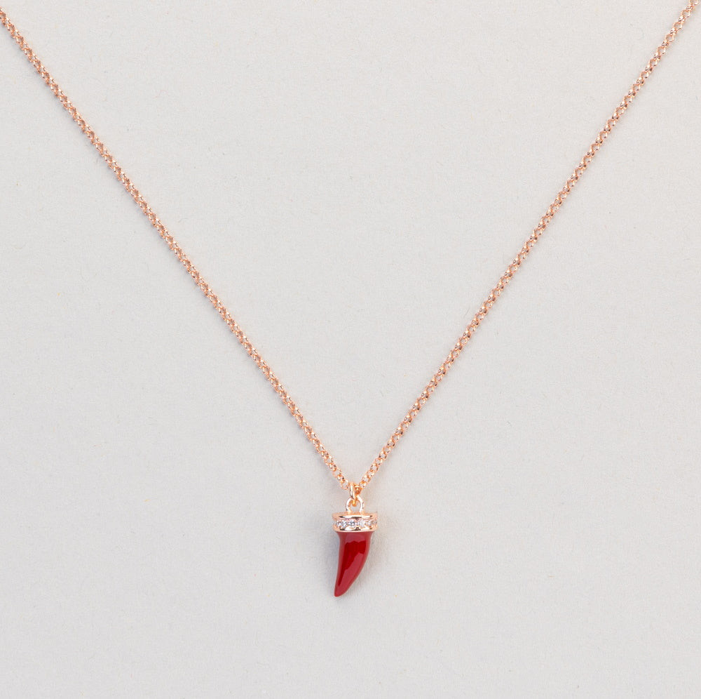 Versari Collana Donna Corno Smaltato e Zirconi | Argento 925 | Oro 18kt