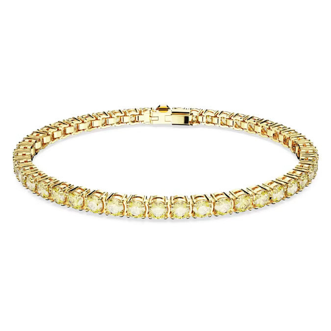Swarovski Bracciale Donna Tennis con Cristalli Gialli | Rodio | Zirconia