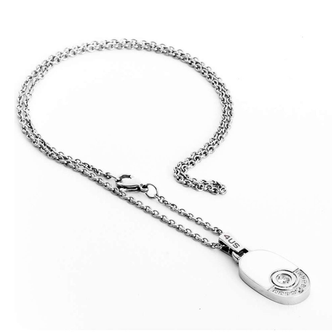 Cesare Paciotti 4US Collana Uomo White Kiss | Acciaio | Cristalli Bianchi
