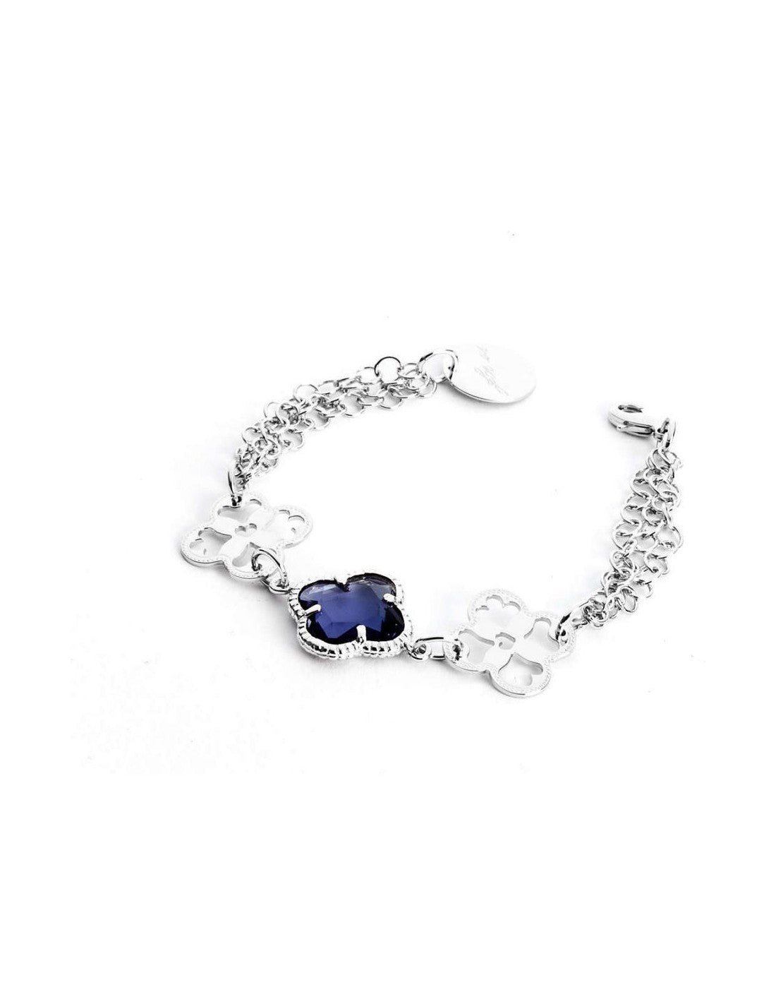 Paciotti Bracciale Donna Pietra Blu | Acciaio PVD Rodio Bianco | Collezione 4US