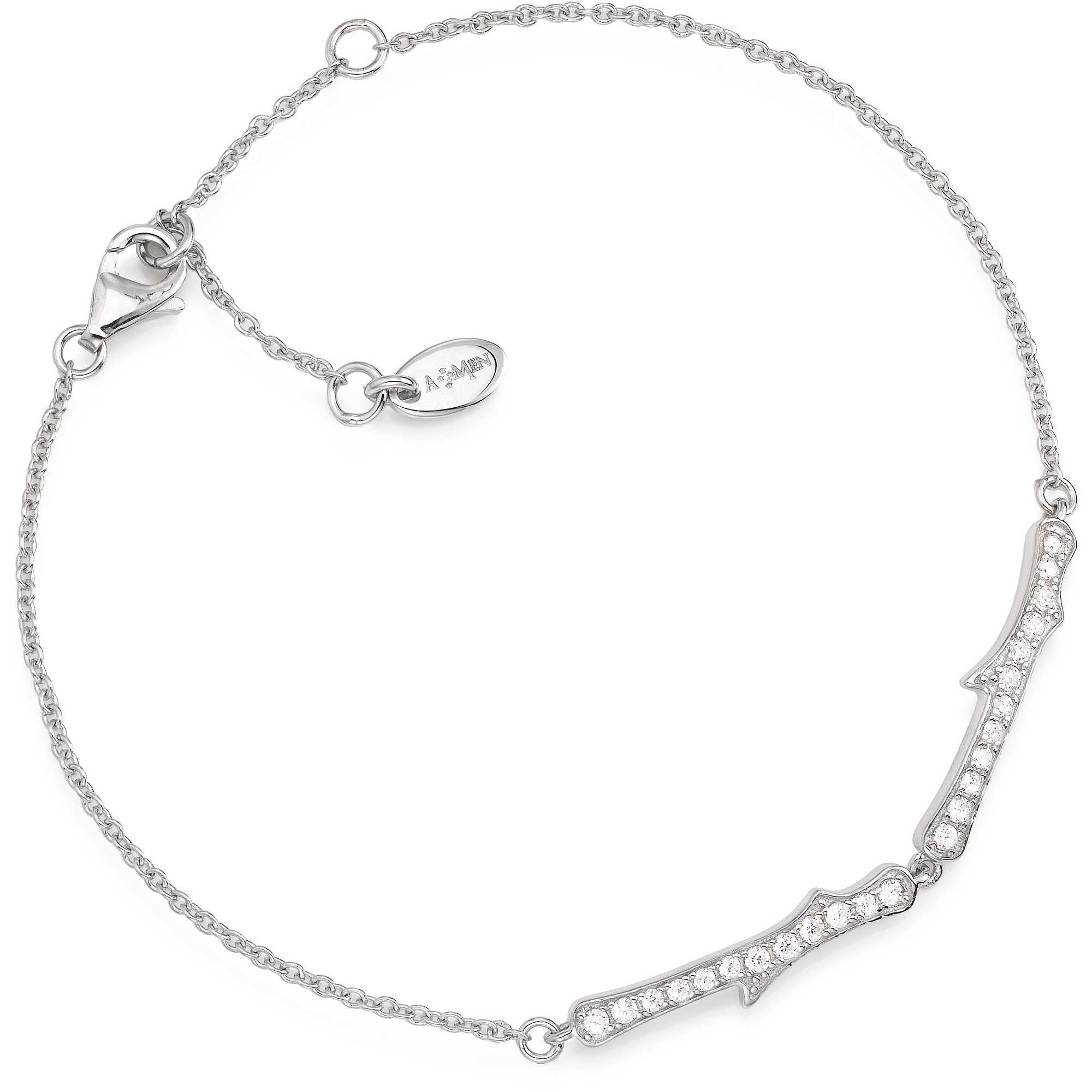 Amen Bracciale Donna Elegante con Zirconi Bianchi | Argento 925 | Allungabile
