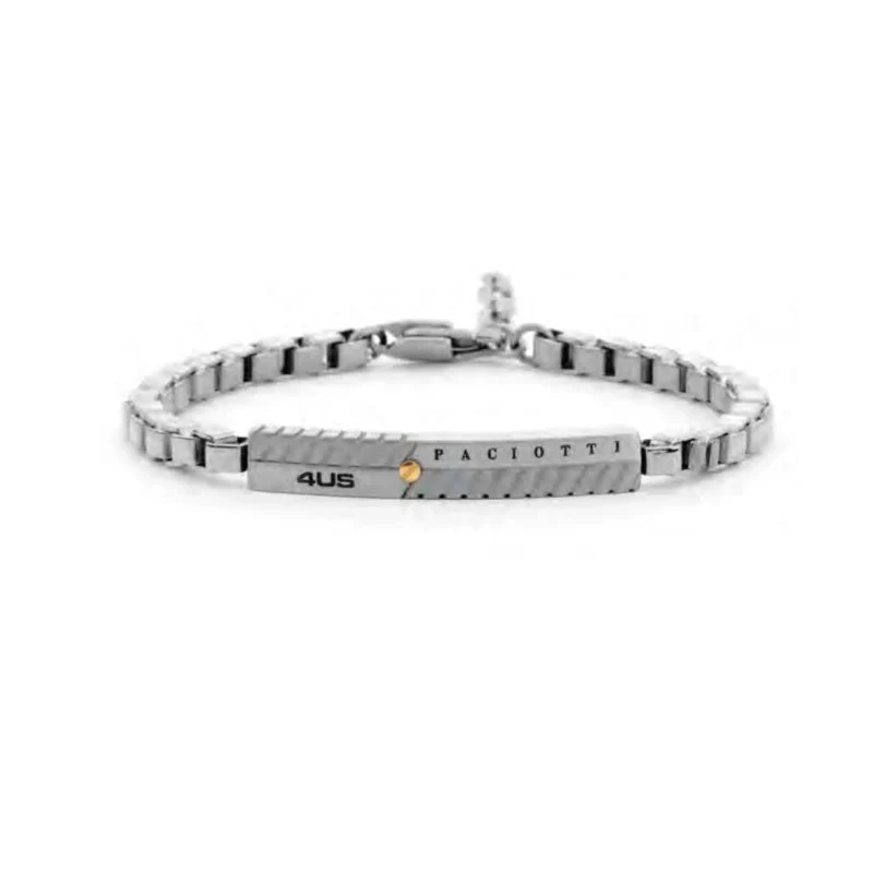 Paciotti | Bracciale Uomo | Vite dorata su targhetta | Acciaio | Regolabile