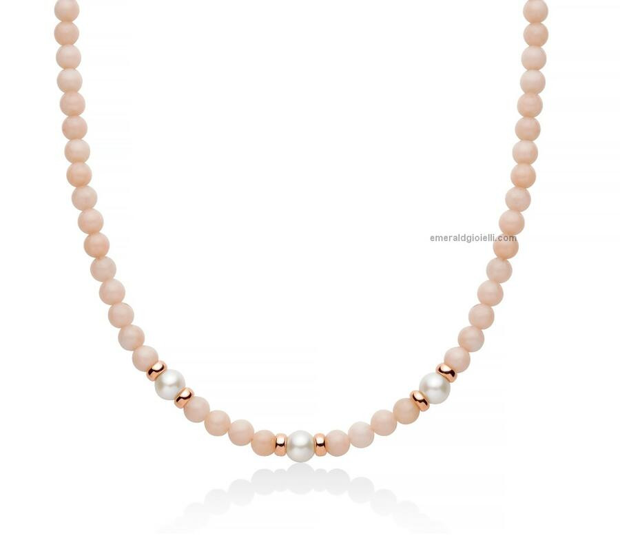 Girocollo Miluna in Argento con Giada e Perle PCL6527