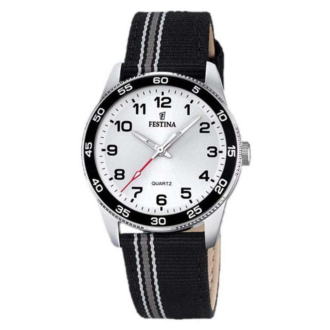 Festina Orologio Bambino Quadrante Bianco | Cassa Acciaio | Cinturino Tessuto