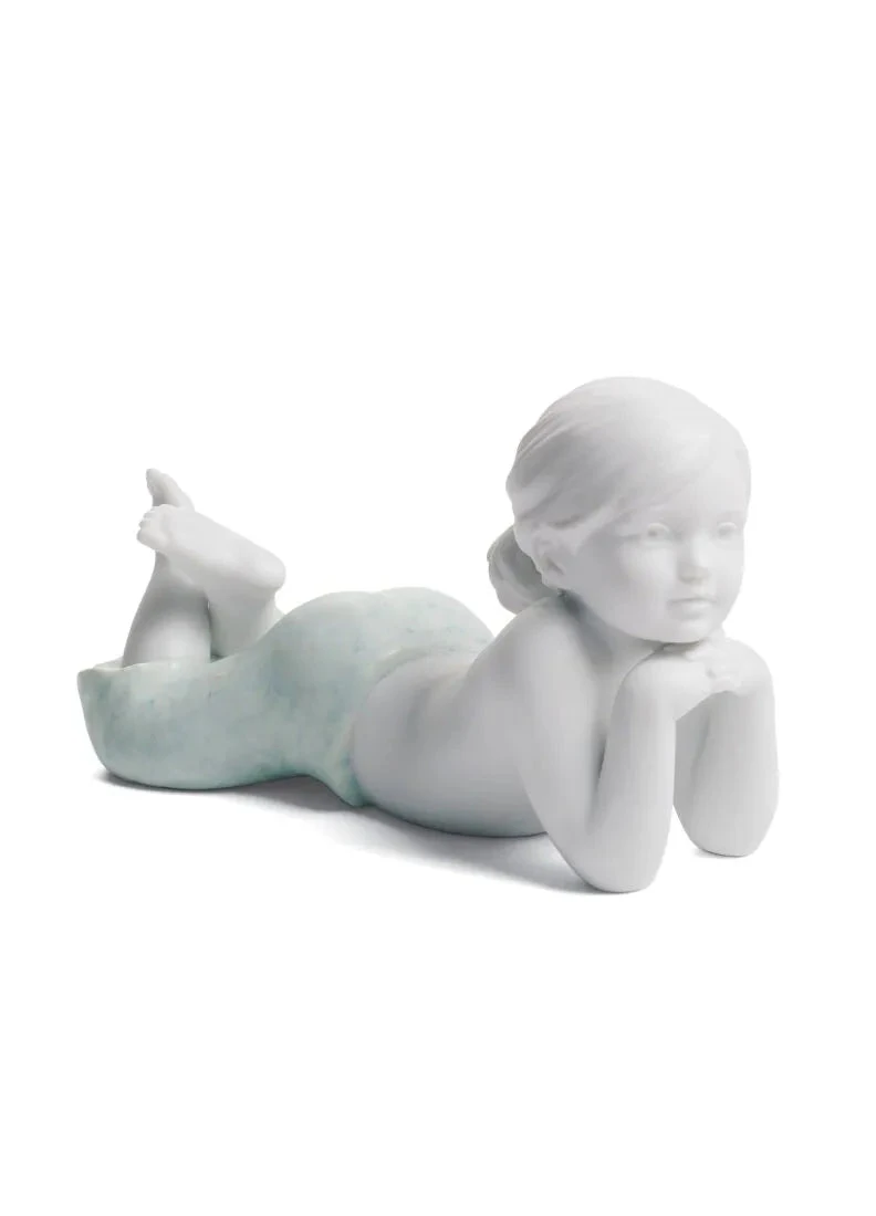 Lladrò Figura decorativa Bimba Riflessiva | Porcellana bianca | Colori pastello