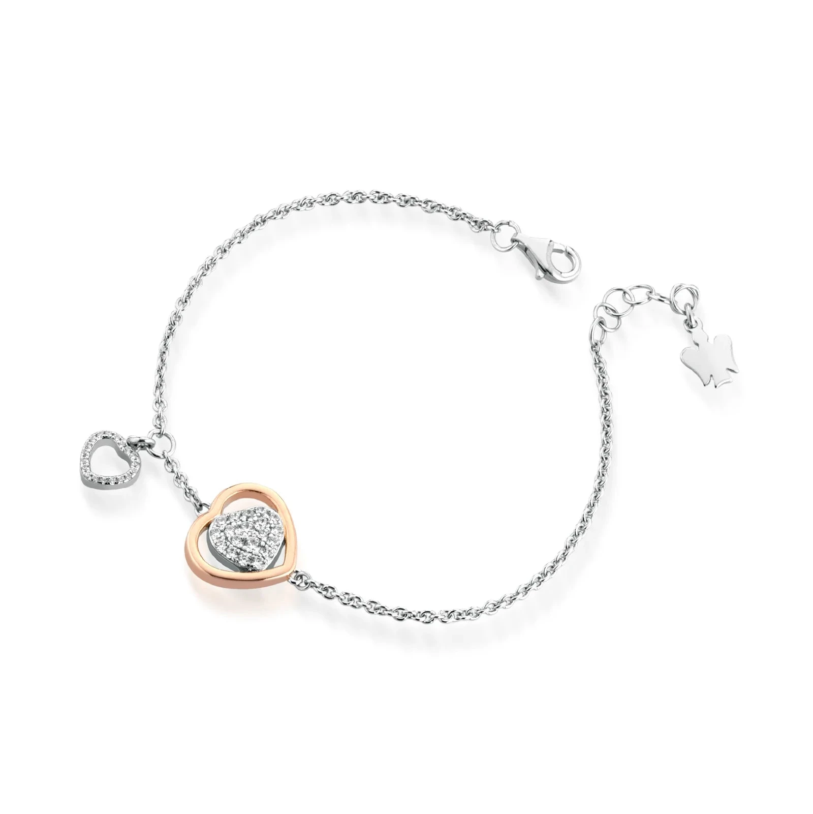 Roberto Giannotti | Bracciale | Doppio cuore pendente | Argento 925 | Zirconi