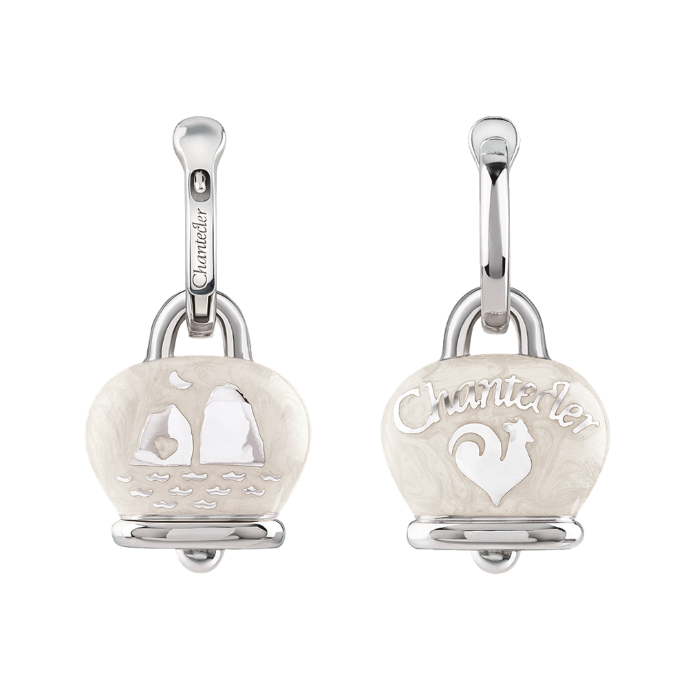 Chantecler Orecchini Donna Campanelle Medie | Argento & Smalto Bianco | Capri