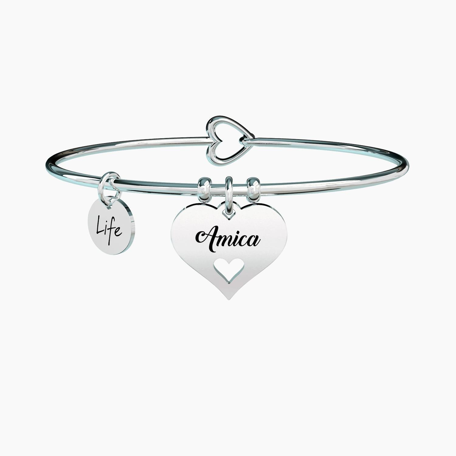 Kidult Bracciale Donna Cuore Amica | Acciaio 316L | Ciondolo Smaltato