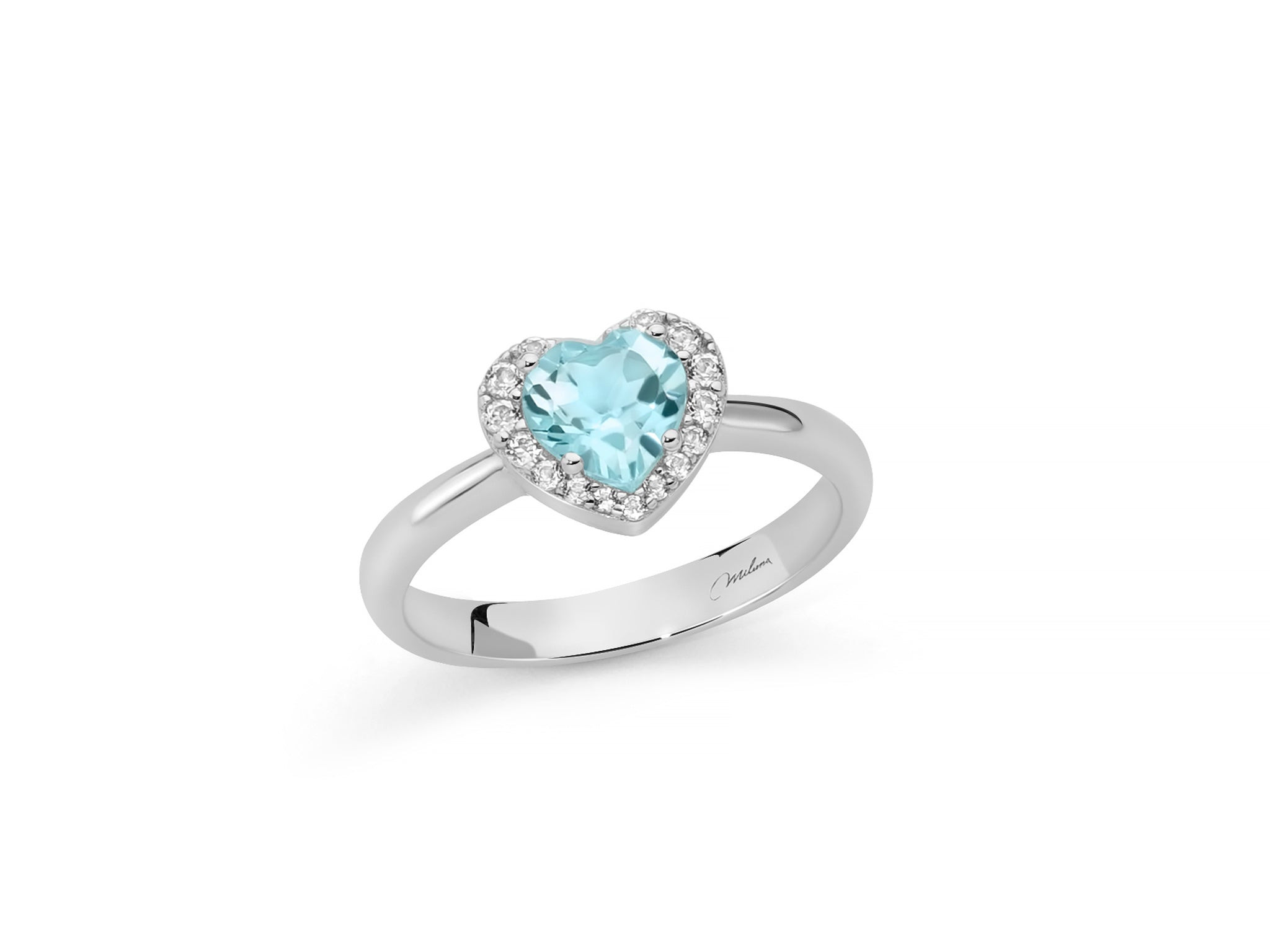 Anello Miluna in Argento 925 con Gemma del Cielo a Cuore e Topazi