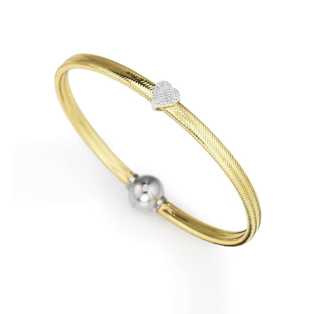 Amen Bracciale Donna Cuore Zirconi | Argento 925 Oro | Chiusura Magnetica
