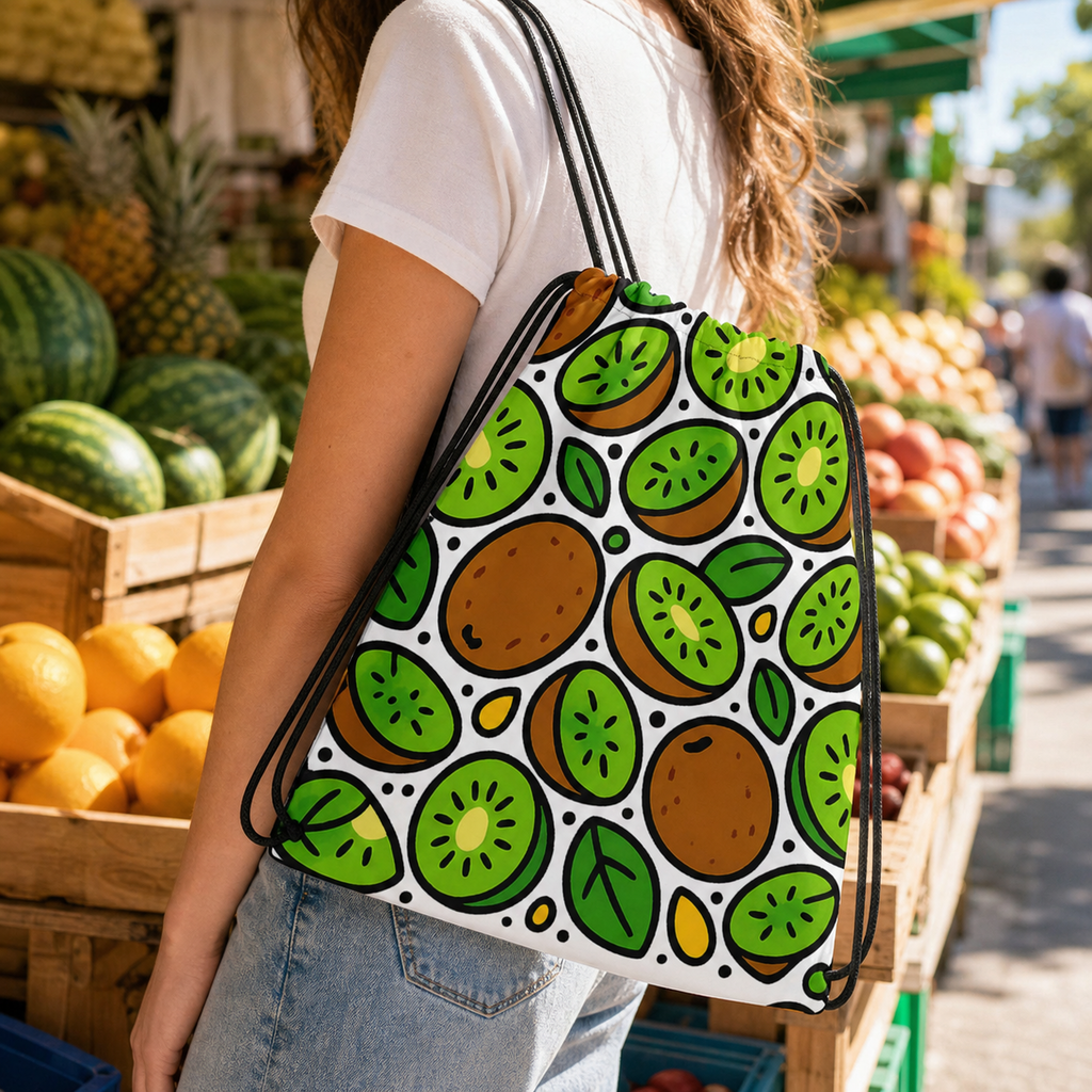 Colorful Kiwi Pattern Drawstring Bag