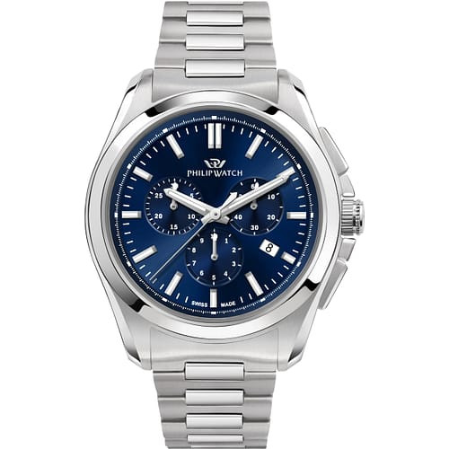 Philip Watch Orologio Uomo Amalfi Cronografo con Quadrante Blu e Bracciale in
