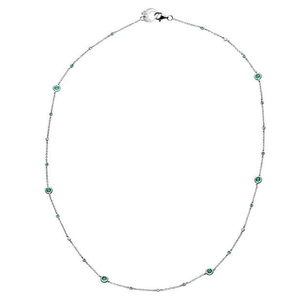 Chantecler Collana Donna Diamanti e Smeraldi | Oro Bianco 18Kt | Catena 42cm