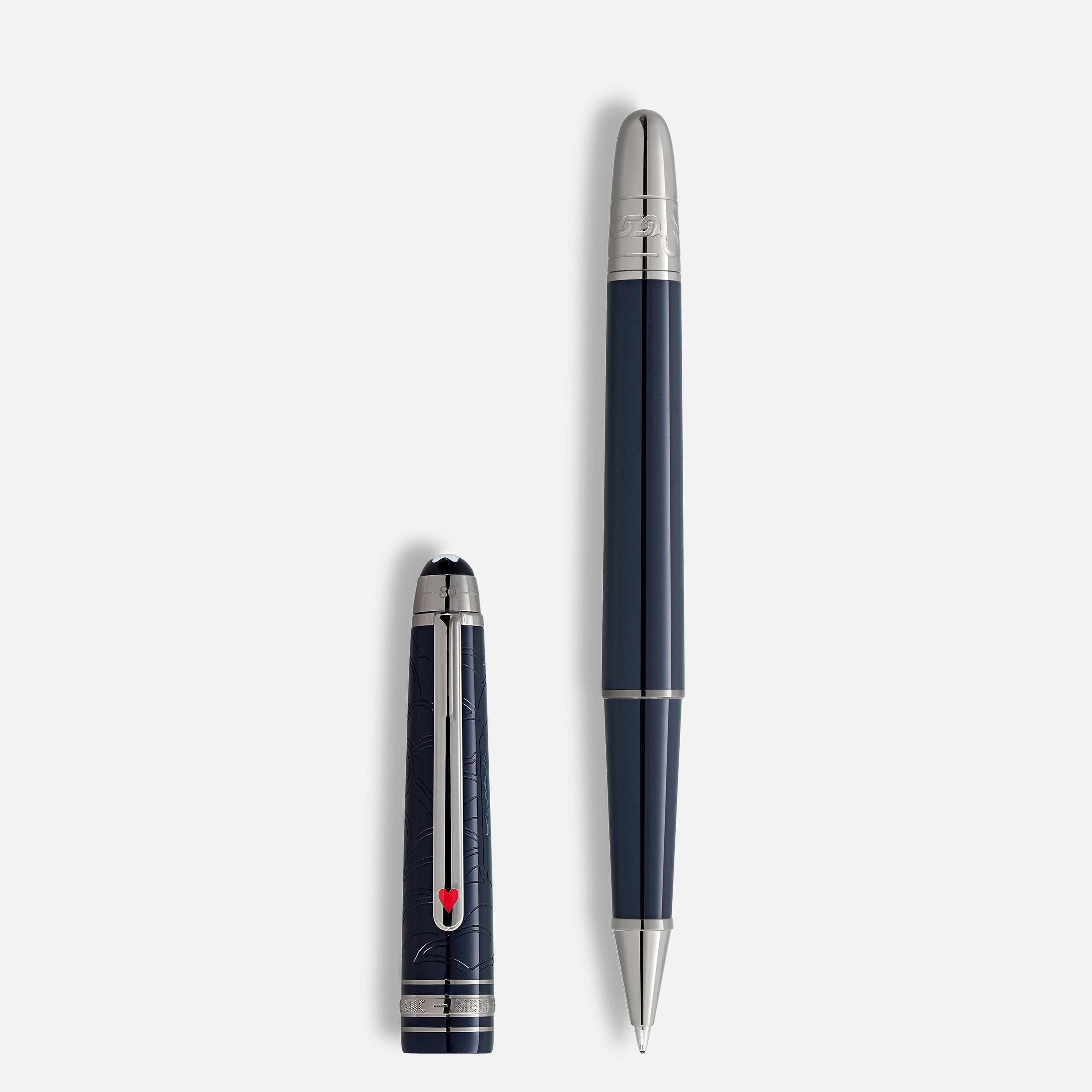 Montblanc Penna Roller Around World in 80 Days | Resina blu scura | Treno laser