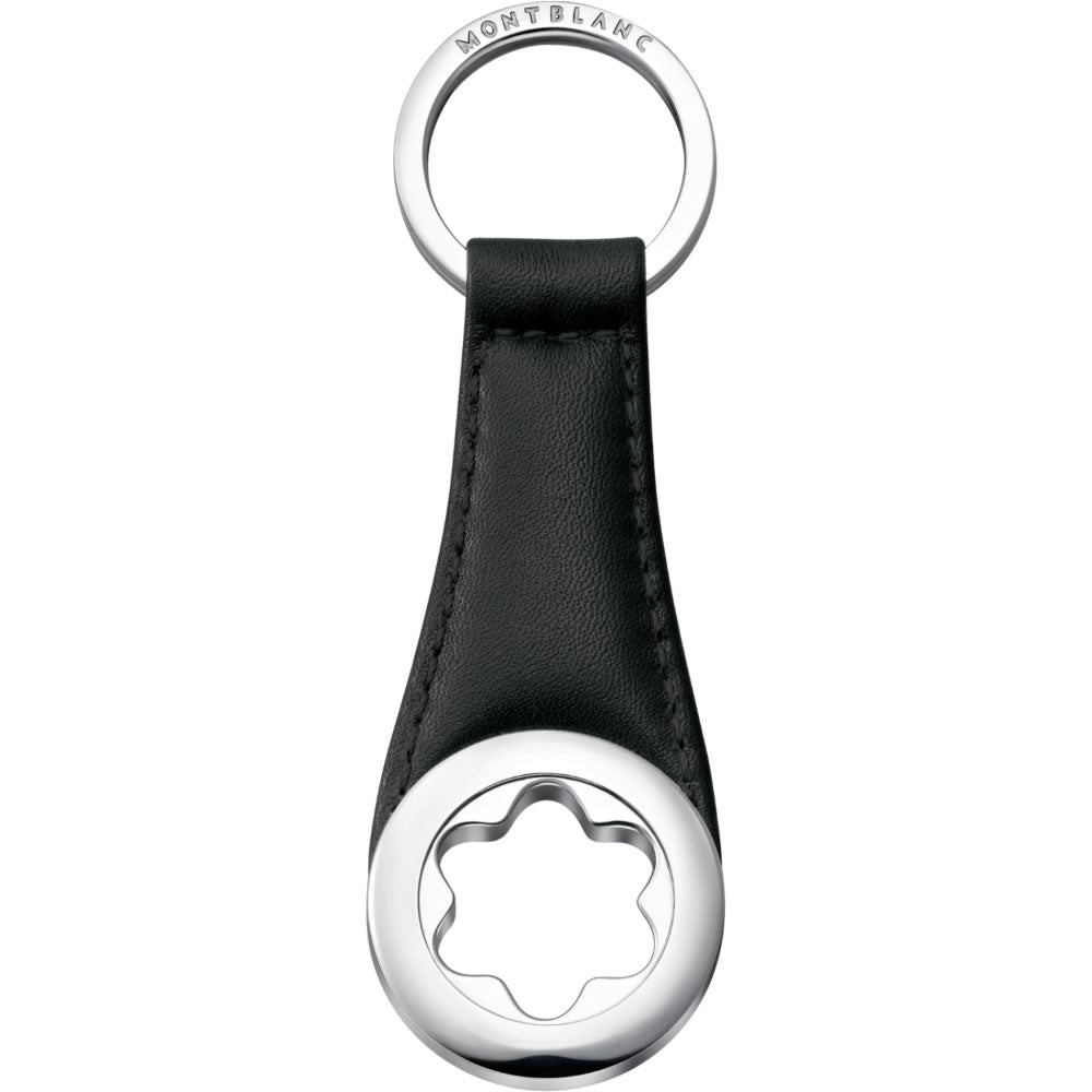 Montblanc Portachiavi Uomo Nero Lucido | Pelle & Acciaio | Emblema Iconico