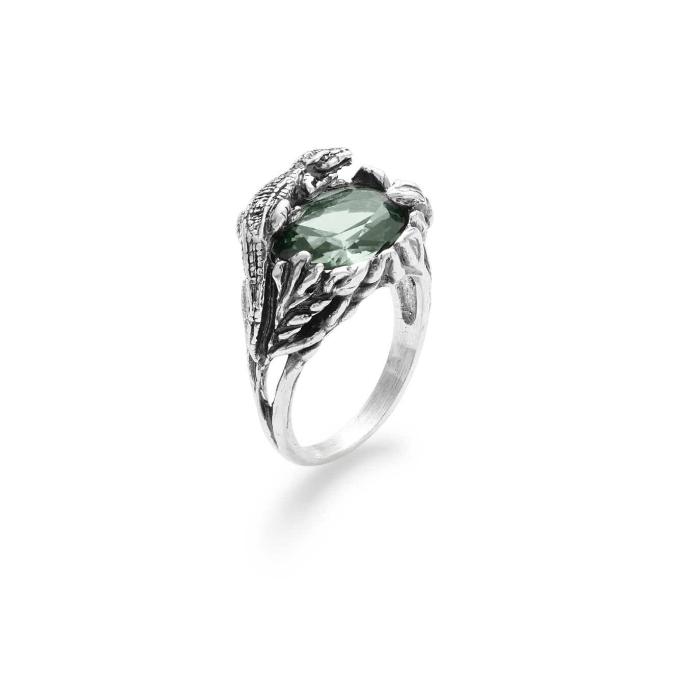 Giovanni Raspini | Anello | Coccodrillo con Quarzo Verde | Argento | Artigianale