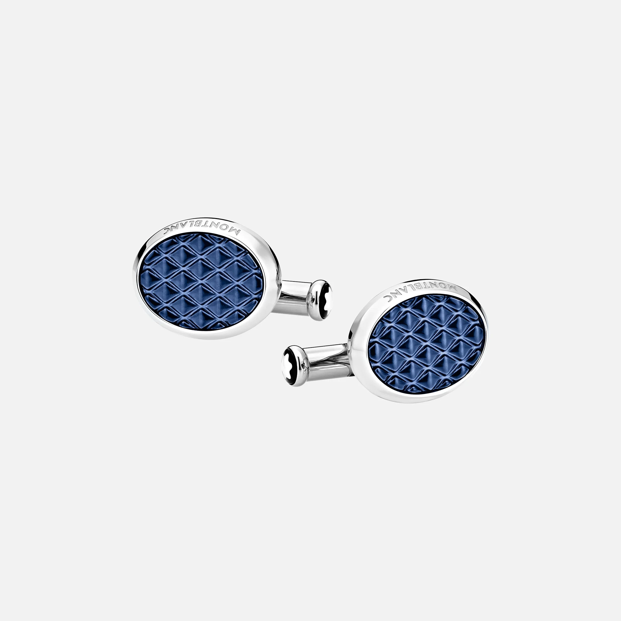 Montblanc | Gemelli Uomo | Meisterstück Ovali | Acciaio | Inserto Blu