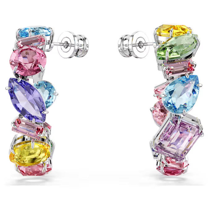Swarovski Orecchini Donna Cerchio Gema Asimmetrici | Cristalli/Rodio | 3x0,9cm