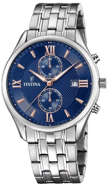 Orologio Festina uomo Retro Chronograph blu in acciaio