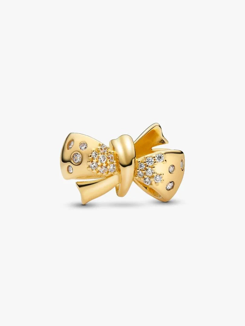 Pandora Charm Fiocco Dorato con Zirconia Cubica