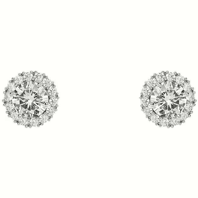Orecchini Ottaviani punto luce rodiati con cubic zirconia rotonde