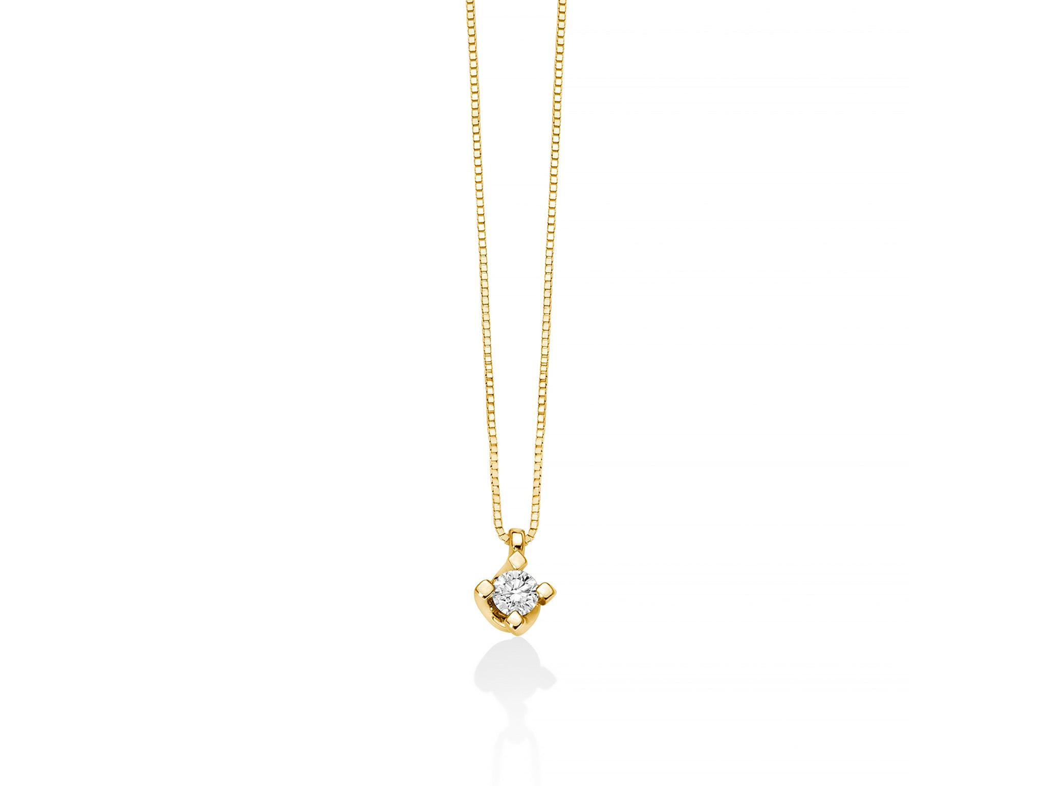 Miluna Collana Punto Luce in Oro Giallo 18K con Diamante 0,09 ct